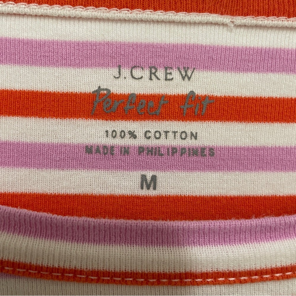 J Crew Tee Shirt Womens Medium Perfect Fit Cotton Striped Short Sleeve Casual - Picture 4 of 8
